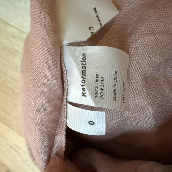 Reformation Linen Ava Mini Dress - Dusty Rose Pink - Picture 3 of 4
